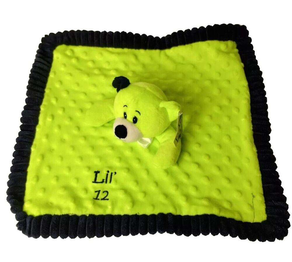 The Petting Zoo Security Blanket Lovey - Teddy Bear Plush - Neon Green - New